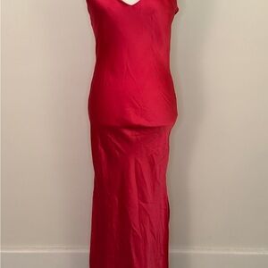 Hot Pink Satin Dress with Scoop Back